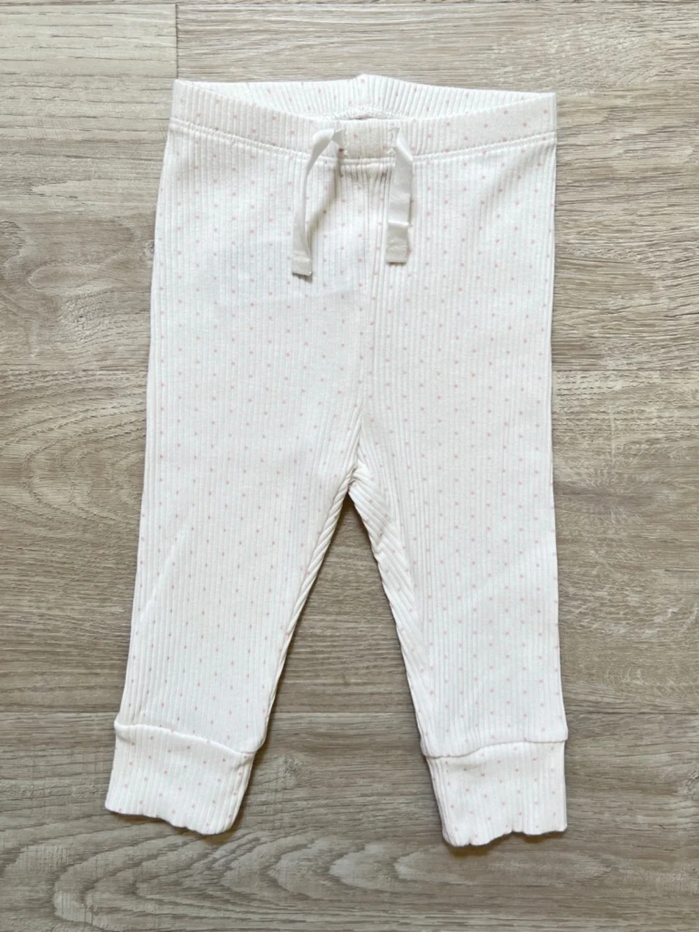 🦋3/$30 Baby Gap Outfit Set Girls 6-12 Months White Ribbed Pink Dot Ruffle Bear